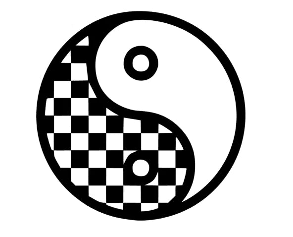 Ying & Yang Rennflagge Karo